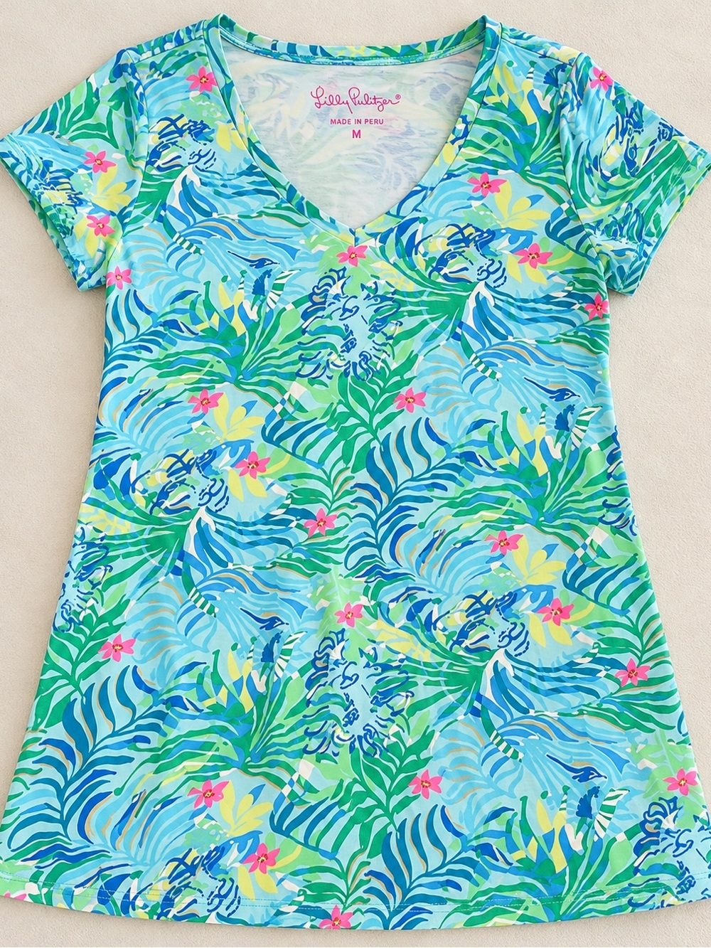 Vineyard Vines Blue and Green Tropical V-Neck Swim Coverup